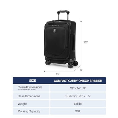 Travelpro Crew Classic Softside Carry-On Luggage, Black, 20-Inch - color: Black