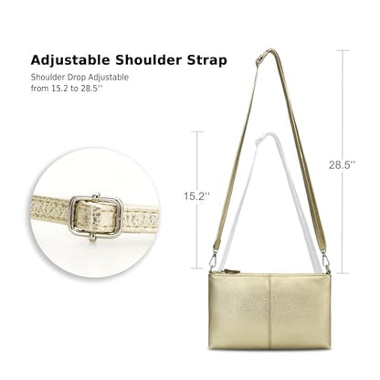 befen Genuine Leather Small Crossbody Bags for Women Wristlet Wallet Purses - color: Gold
