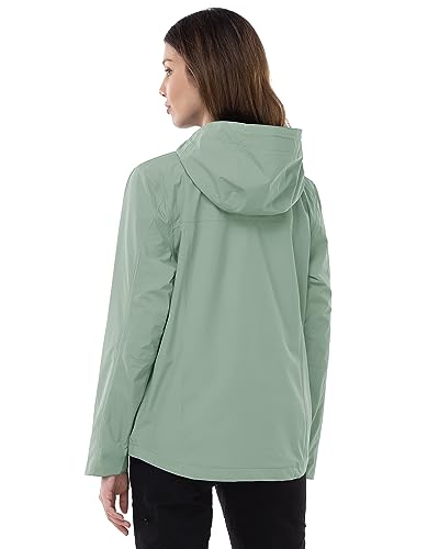 Outdoor Ventures Packable Rain Jacket Women Waterproof Raincoat with Hood - color: Aqua Tone, size: XX-Large