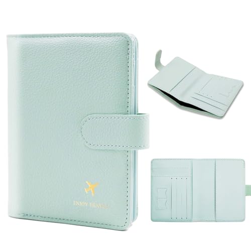 Cnycmy Passport Holder for Travel,Passport Cover Case with RFID - color: Leatherate-Aqua Green