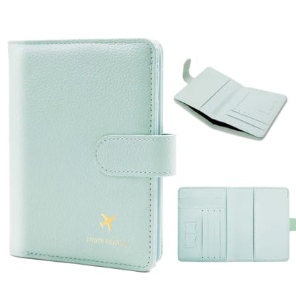 Cnycmy Passport Holder for Travel,Passport Cover Case with RFID - color: Leatherate-Aqua Green