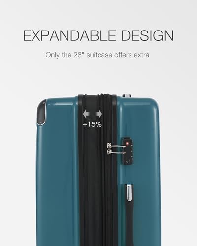 Coolife Luggage, Lightweight and Durable Hardshell, 28 in, green new | Checked Suitcase with PC+ABS Hardshell, 360° Dual Spinner Wheels, TSA Lock, YKK Zipper, Aluminum Handle, and 15% Expansion - color: green new, size: L(28in)