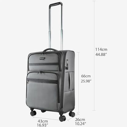 KROSER Softside Expandable checked Luggage with Front Business Pockets，24 Inch Suitcases with Spinner Wheels & Built-in TSA Lock, Durable Suitcase Rolling Luggage, Grey - color: Grey-24, size: 24 inch