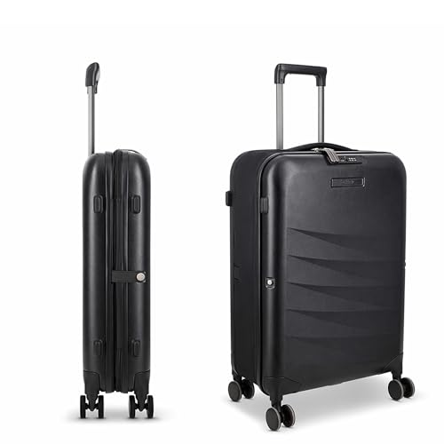 ROLLINK Foldable Mono Carry-On Suitcase 21” – Hardshell Luggage, Double Spinner Wheels, TSA Lock, Lightweight & Durable Travel Case – Scratch, Water & Impact Resistant (Black) - color: Black, size: Carry-On