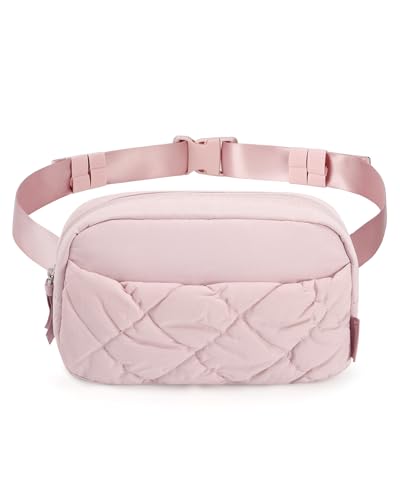 BAGSMART Puffy Fanny Packs for Women Belt Bag with Adjustable Strap - color: Pink