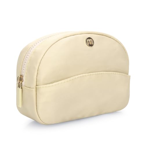 Small Travel Makeup Bag, Nylon Cosmetic Toiletry Organizer Pouch (beige) - color: beige