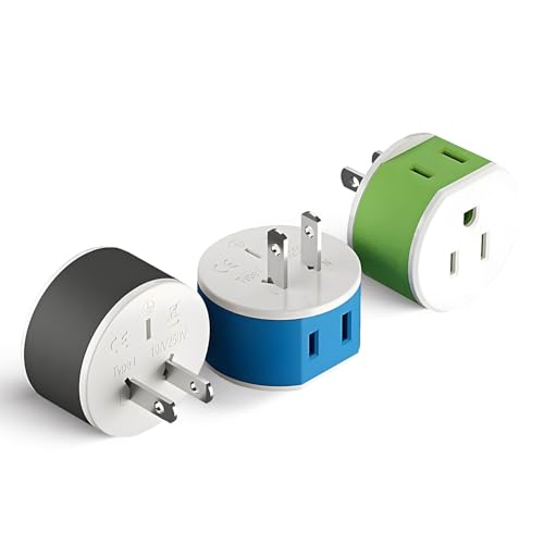 OREI Japan, Philippines Power Plug Adapter with 2 USA Inputs - Travel 3 Pack - Type A (US-6) Safe Use with Cell Phones, Laptop, Camera Chargers, CPAP, and More - style: Type A-Japan Philiipines