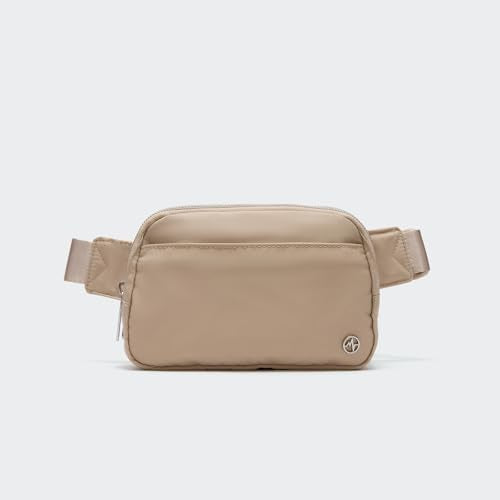 Pander Nylon Fanny Pack Belt Bag for Women with 5 Zipper Pockets - color: Raw Linen