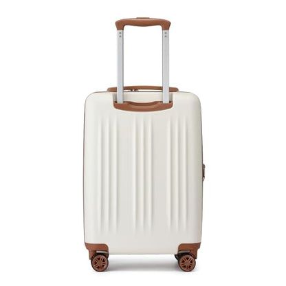Kono Carry On Luggage 22x14x9 Airline Approved 20 Inch Expandable, Cream - color: Cream White, size: 20"