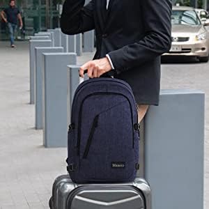 Mancro 17.3 Inch Business Laptop Backpack for Travel Anti-Theft Backpack - color: Blue, size: 17.3 inch