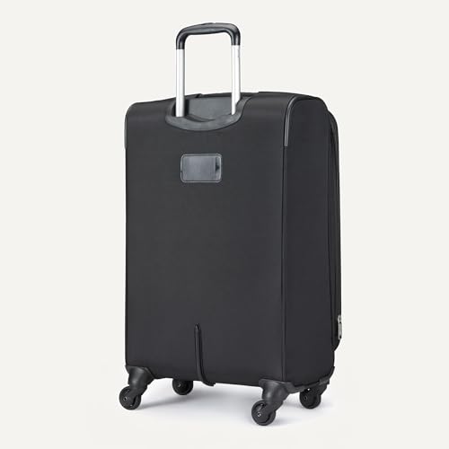 Amazon Basics 23" Medium Checked Softside Luggage Suitcase with Spinner Wheels, Expandable Space, Zippered Pockets, Telescopic Handle, Black - color: Black, size: 23”, style: Medium Checked