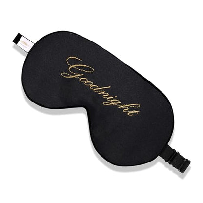ZIMASILK Adjustable 100% Mulberry Silk Sleep Mask - color: 1 Pack - Good Night - Black