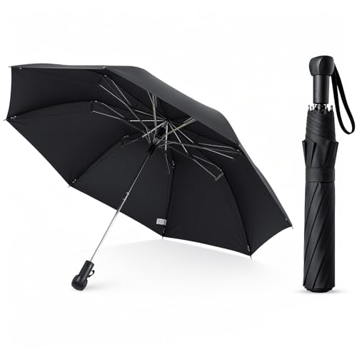 Collapsible Windproof Umbrella Travel - 42inch Auto Open & Manual Close - color: 01.Black