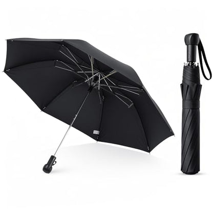 Collapsible Windproof Umbrella Travel - 42inch Auto Open & Manual Close - color: 01.Black