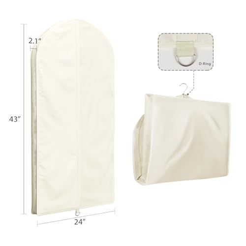 Univivi Garment Bag for Hanging Clothes and Travel, Beige, 43 Inch, 1 Pack - color: Beige, size: 24"X43"-1pcs (Garment Bag)