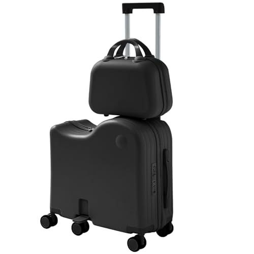 Ride-On Luggage, 6-Wheel Kids Suitcase with Cup Holder, Portable Bag - color: Black