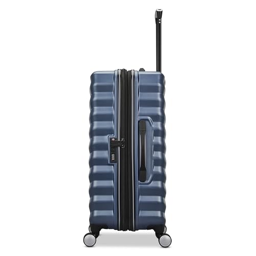 Samsonite Hard-Sided 24-Inch Lightweight Checked Medium Expandable Element Suitcase: Durable, 360° Spinner Wheels, Adjustable Telescopic Handle, TSA-Approved Lock - Captains Blue - color: Captains Blue, size: 24-Inch Checked-Medium