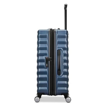 Samsonite Hard-Sided 24-Inch Lightweight Checked Medium Expandable Element Suitcase: Durable, 360° Spinner Wheels, Adjustable Telescopic Handle, TSA-Approved Lock - Captains Blue - color: Captains Blue, size: 24-Inch Checked-Medium