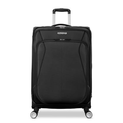 American Tourister 4 KIX 3.0 Checked-Medium Softside Expandable Luggage with 4 Spinner Wheels, Black - color: Black, size: Medium
