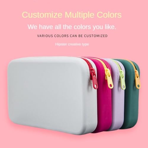 Makeup Pouch Portable Square Cosmetic Storage Bag Silicone Makeup Brush Holder Travel(purple)