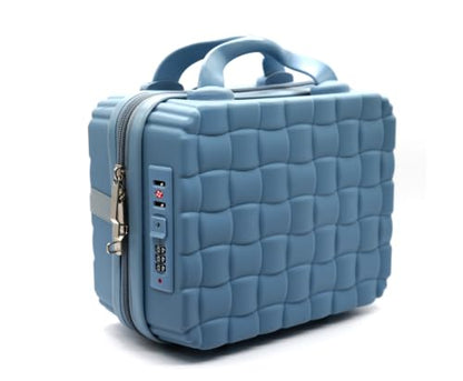 10" Hard Shell Travel Makeup Case with Lock, Blue - color: Blue