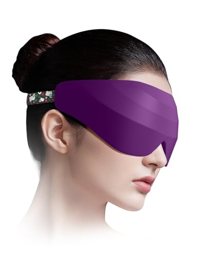 Sleep Mask for Side Sleeper Women Men, EVA BELLE Eye Mask for Sleeping Light Blocking, 3D Sleeping Mask Blackout, Soft Breathable Eye Shade Cover with Adjustable Elastic Strap for Travel Home Nap Rest - color: 01-purple