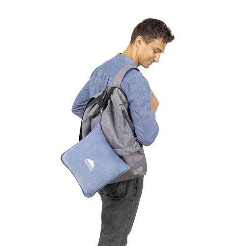 BlueHills Premium Soft Travel Blanket Pillow Combo Airplane Grayish Blue | Airplane Pillow/Blanket, Matching Soft Case, Hand Luggage Belt & Backpack Clip, Long Cruise Throws, Plane Travel Essentials - color: Grayblue-1pk-t026