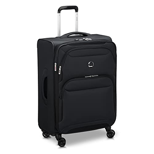 DELSEY PARIS Sky Max 2.0 Softside Expandable Luggage with Spinner Wheels, Black, Checked-Medium, 24 Inch - color: Black, size: Checked-Medium, 24 Inch