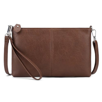 befen Genuine Leather Small Crossbody Bags for Women Wristlet Wallet Purses - color: Dark Brown 02
