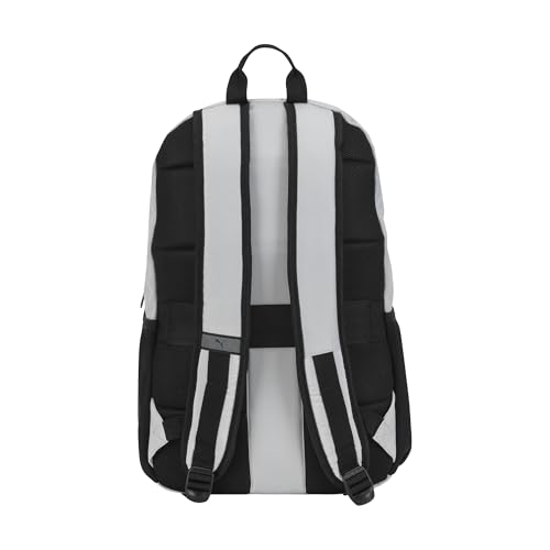 PUMA Women's Poppy Backpack in Memory Cloth with Laptop Sleeve, Luggage Strap & Water Bottle Pockets - color: Cool Light Grey