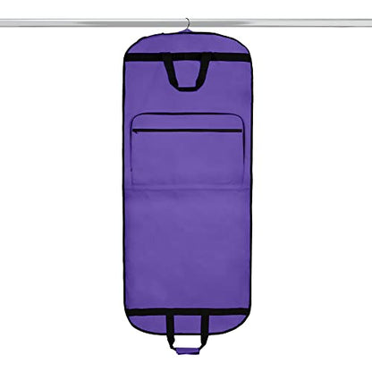 Dalix 60" Foldable Garment Bag Suits Cover Dresses w Front Pocket - color: Purple