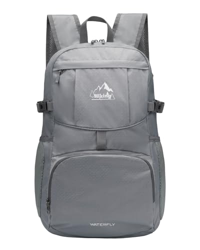 WATERFLY Large Lightweight Packable Hiking Backpack Foldable Travel Daypack - color: C-gray, size: 35L
