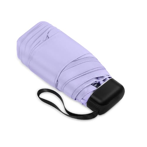 Mini Travel Umbrella Compact for Purse Lightweight Nano Waterproof for Rain - color: 0601.Light Purple