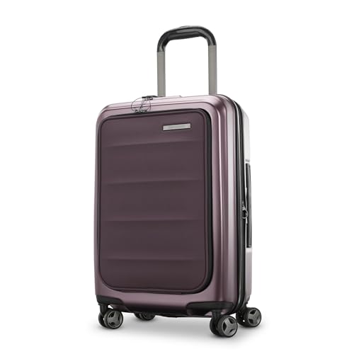 Samsonite Octiv Lightweight Hardshell 21-Inch Pro Carry-On Luggage - Durable & Impact Resistant, 360° Aero Trac Spinner Wheels, Adjustable Handle, Expandable Suitcase, TSA Approved Lock - Purple - color: Amethyst Purple, size: Front Pocket Carry-On 21 inc