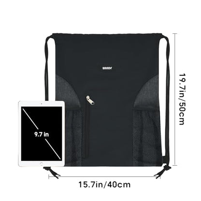 WANDF Drawstring Backpack, Gym Sackpack for Sports - color: Black