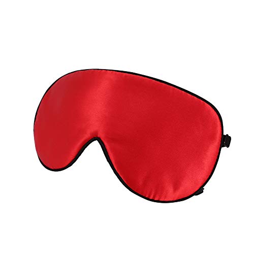 ALASKA BEAR Sleep Mask 2 Straps, Mulberry Silk, Twin Thin Elastic Bands Stay Put All Night, Super-Smooth Slim Eye Mask Two Adjustable Head Strings and Nose Baffle(Red) - color: Red