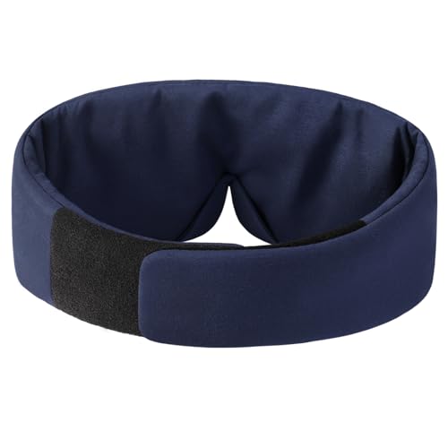 ALASKA BEAR Wraparound Style Organic Cotton Eye Mask with Padded Nose, Big Wide Headband and Large Coverage Ear Muff Sleeping Mask with Bottom Flap for Full Blackout, Dark Blue - color: Dark Blue
