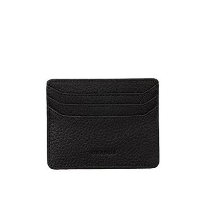 grande 3633 Genuine Leather Card Holder For Women and Men Super Slim Minimalist Small Snap Wallet (Black) - color: Black