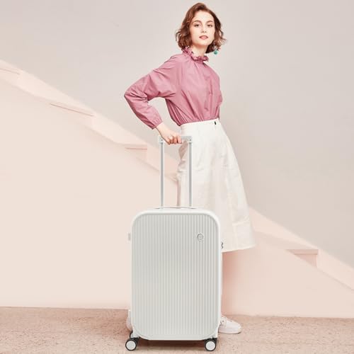 mixi 26 Inch Large Checked Luggage PC Hardshell Suitcases with Wheels for Travel Woman Men, Smoke White - color: Smoke White TSA2, size: 26-inch