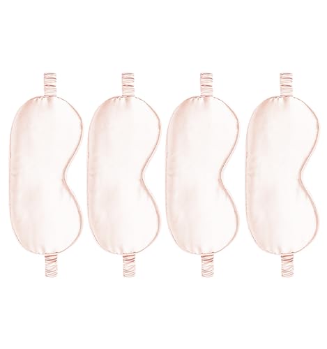 4PACK Sleep Masks Satin Eye Mask Silk Eyes Cover Silky Blindfold Blackout Eyeshade Soft Eyeshades Sleeping Covers Travel Nap - color: Pale Blush