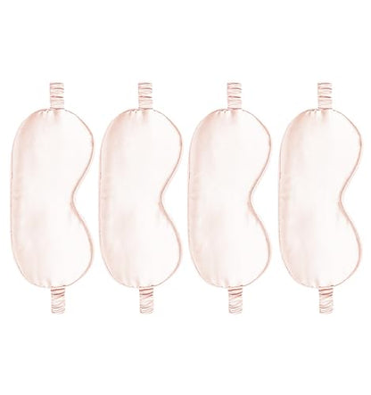 4PACK Sleep Masks Satin Eye Mask Silk Eyes Cover Silky Blindfold Blackout Eyeshade Soft Eyeshades Sleeping Covers Travel Nap - color: Pale Blush