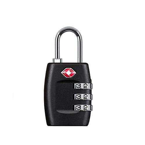 TSA Approved Luggage Lock,3 Digit Small Combination Padlock for Travel Suitcase (Black)
