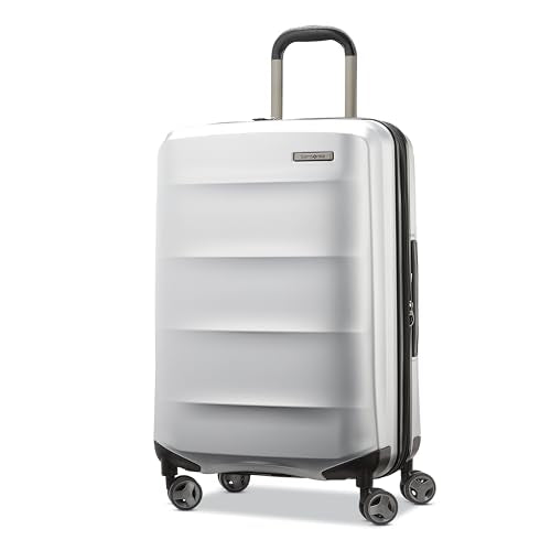 Samsonite Octiv Lightweight Hardshell 24-Inch Medium Checked Luggage - Durable Impact Resistant, 360° Aero Trac Spinner Wheels, Adjustable Telescopic Handle, Expandable, TSA Approved Lock - Silver - color: Aluminum Silver, size: Check-Medium 24