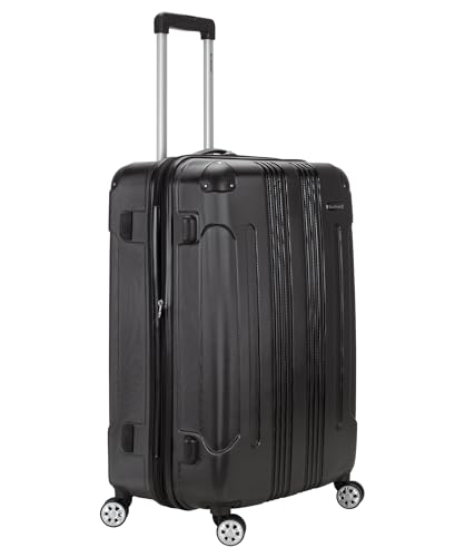 Rockland London Hardside Expandable Spinner Wheel Luggage, Checked Large 28", Black - color: Black, size: Checked 28"