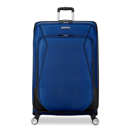 American Tourister 4 KIX 3.0 Checked-Large Softside Expandable Luggage with 4 Spinner Wheels, Sapphire Blue - color: Sapphire Blue, size: Large