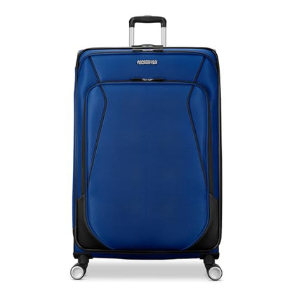 American Tourister 4 KIX 3.0 Checked-Large Softside Expandable Luggage with 4 Spinner Wheels, Sapphire Blue - color: Sapphire Blue, size: Large