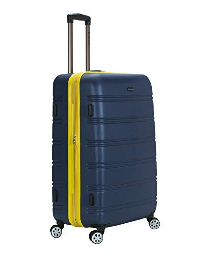 Rockland Melbourne Hardside Expandable Spinner Wheel Luggage, Checked Large 28", Navy - color: Navy, size: Checked Large 28"