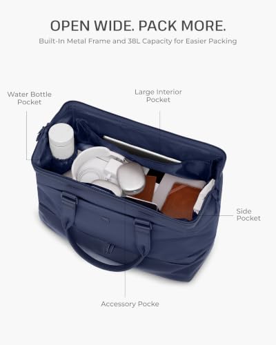 Coolife Luggage Set: 3 Suitcases, Duffel Bag, Toiletry Bag, Pop-Up Hamper - color: Navy, size: 6-Piece Set