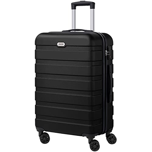 AnyZip Luggage PC ABS Hardside Lightweight Suitcase with 4 Universal Wheels TSA Lock Checked-Medium 24 Inch Black - color: Black, size: 24" Checked-Medium