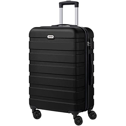 AnyZip Luggage PC ABS Hardside Lightweight Suitcase with 4 Universal Wheels TSA Lock Checked-Medium 24 Inch Black - color: Black, size: 24" Checked-Medium